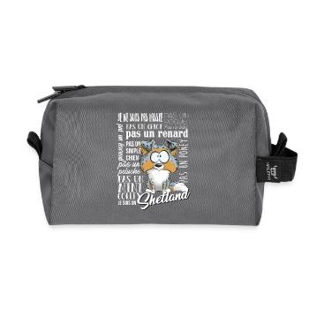 Ich bin Shetland - Blue Merle Tricolor EN - Recycelte Kulturtasche - Anthrazit - Vorne