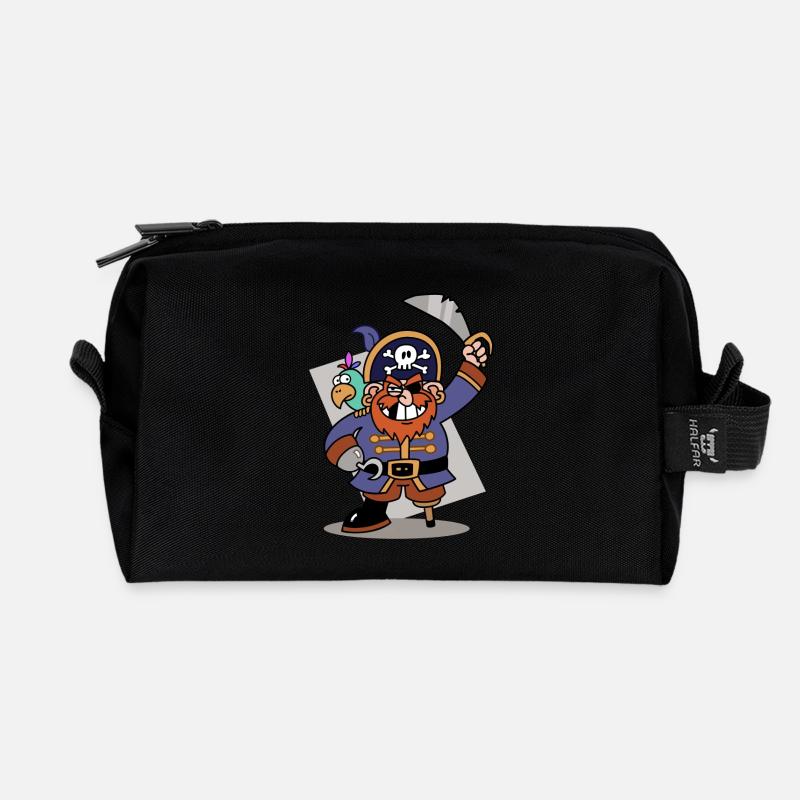 Écart de dent de pirate avec agallo de couleur - Trousse de toilette en tissu recyclé - noir