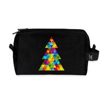colorful christmas tree oh fir tree hipster grunge - Recycled Toiletry Zip Bag - black - Front