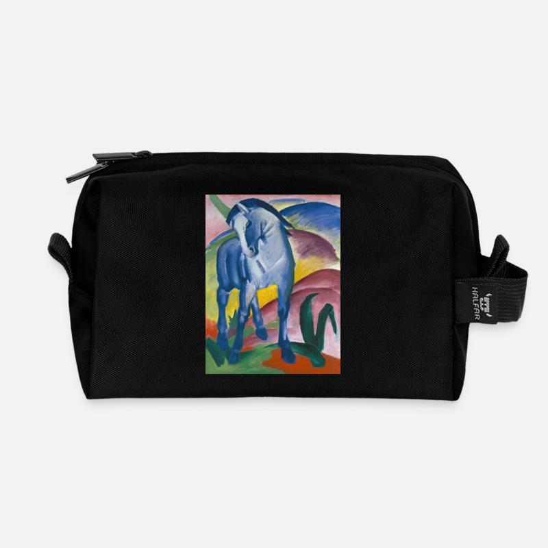 Franz Marc: Blaues Pferd I - Recycelte Kulturtasche - Schwarz