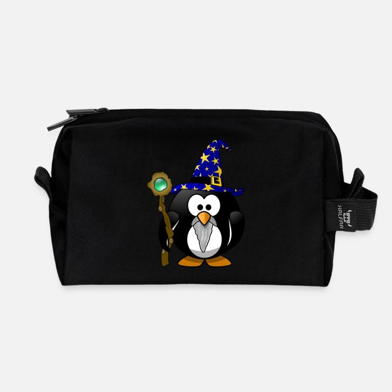 Gandalf der Pinguin mit Zauberstab! Geschenk - Recycelte Kulturtasche - Schwarz