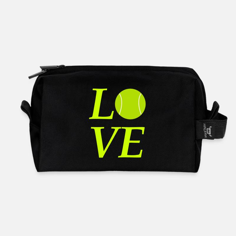 Love Tennis - Recycelte Kulturtasche - Schwarz