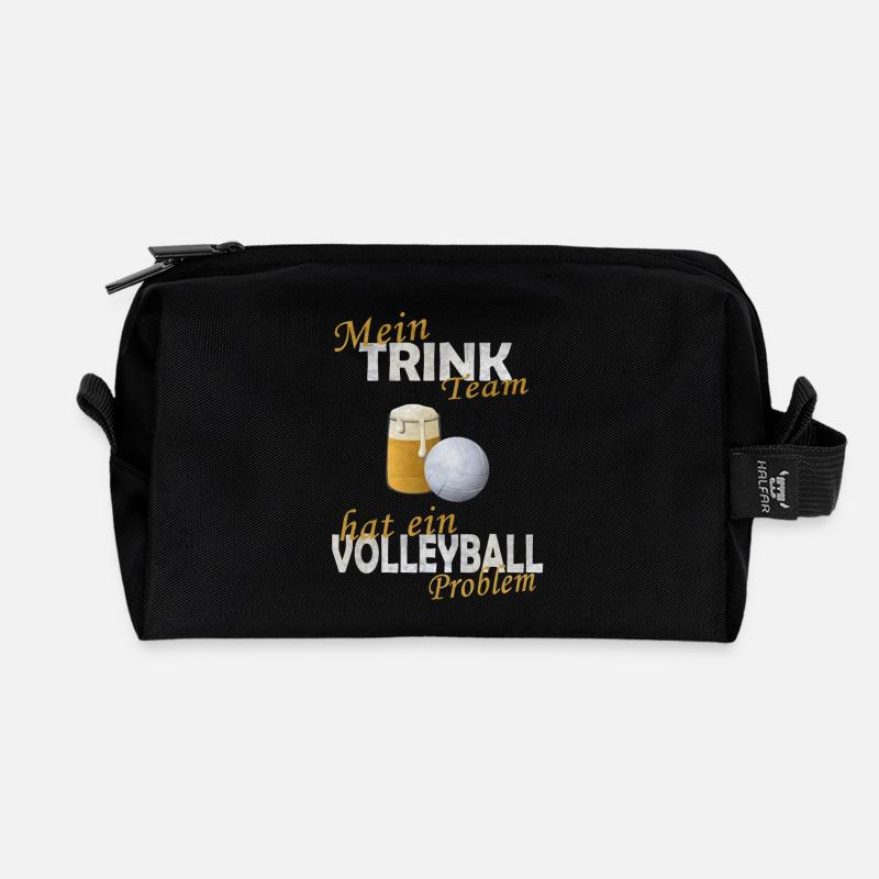 Mein Trink Team hat ein Volleyball Problem - Recycelte Kulturtasche - Schwarz