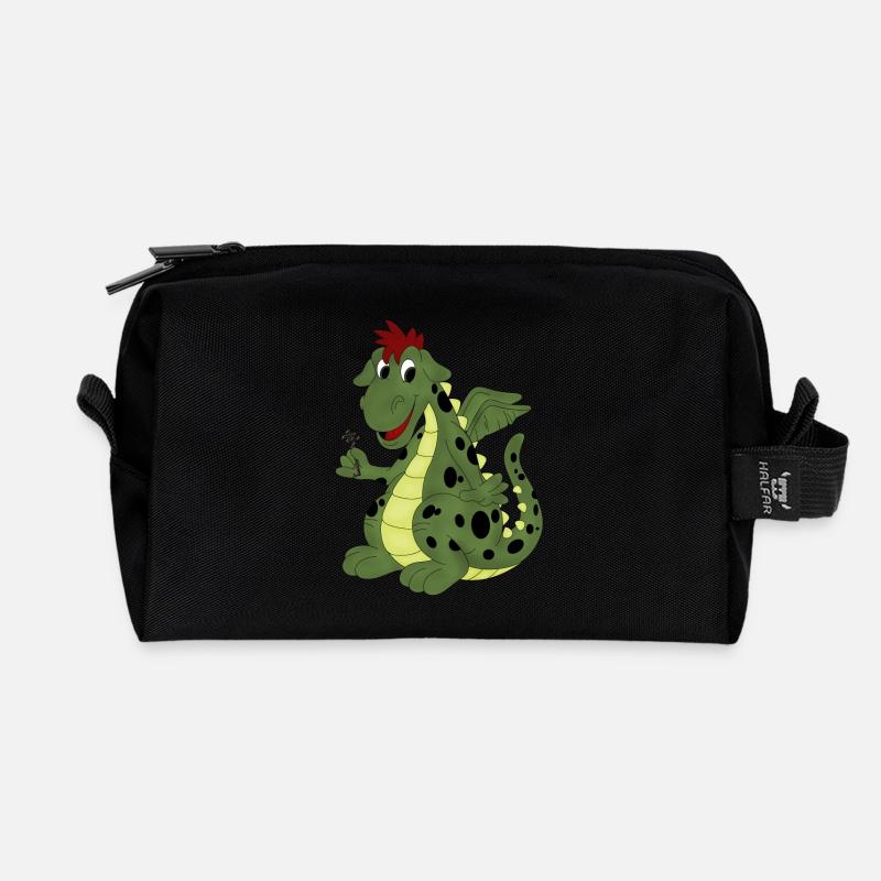 grüner glubschäugiger Drache - Recycelte Kulturtasche - Schwarz