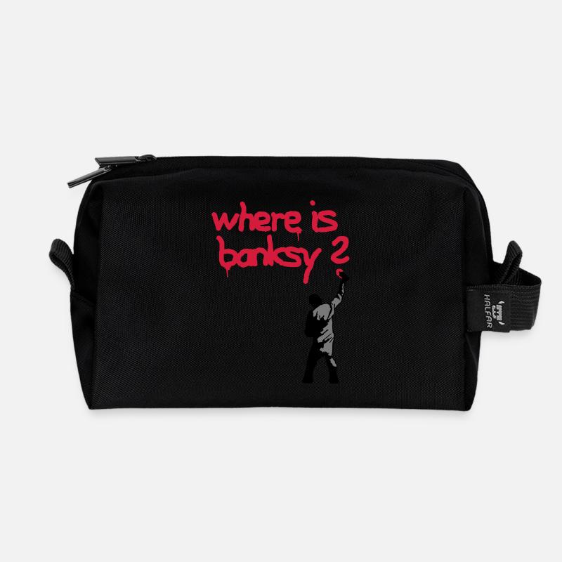 where is banksy - Recycled Toiletry Zip Bag - black
