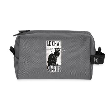 le chat noir black cat grunge french - Recycled Toiletry Zip Bag - anthracite - Front