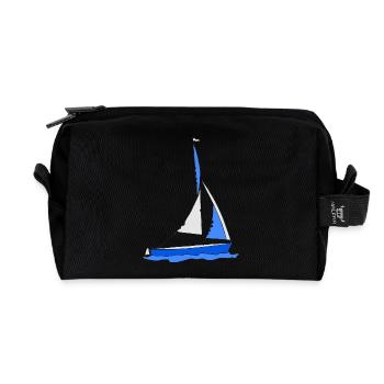 Sailboat in the water Blue - Recycled Toiletry Zip Bag - black - Front
