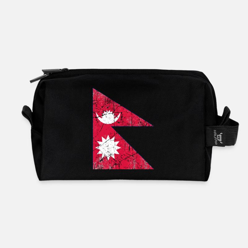 Drapeau du Népal drapeau Fahne Flagge drapeau bandera - Trousse de toilette en tissu recyclé - noir