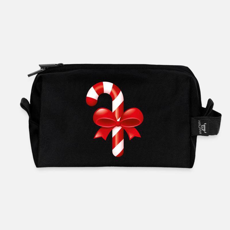 Smiley Christmas Candy - Recycled Toiletry Zip Bag - black