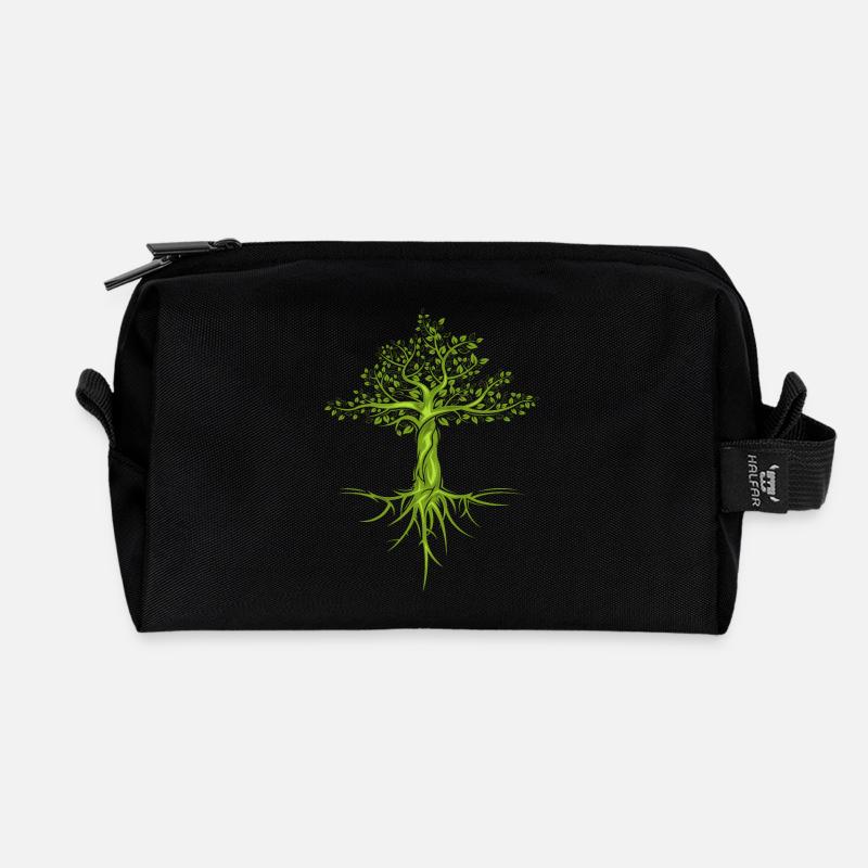 trees tree nature nature symbol forest forest logo - Recycled Toiletry Zip Bag - black