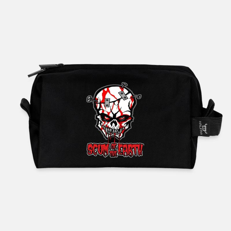 Totenschädel mit Nägel - Recycelte Kulturtasche - Schwarz