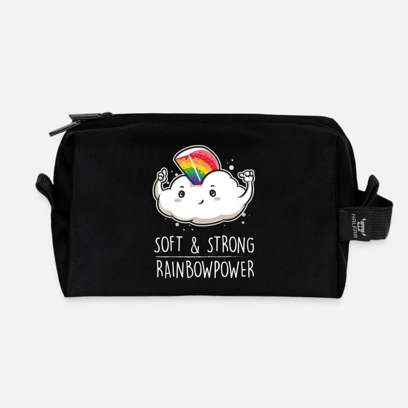 Regenbogen Wolke kreativ Geschenk lustig Power - Recycelte Kulturtasche - Schwarz