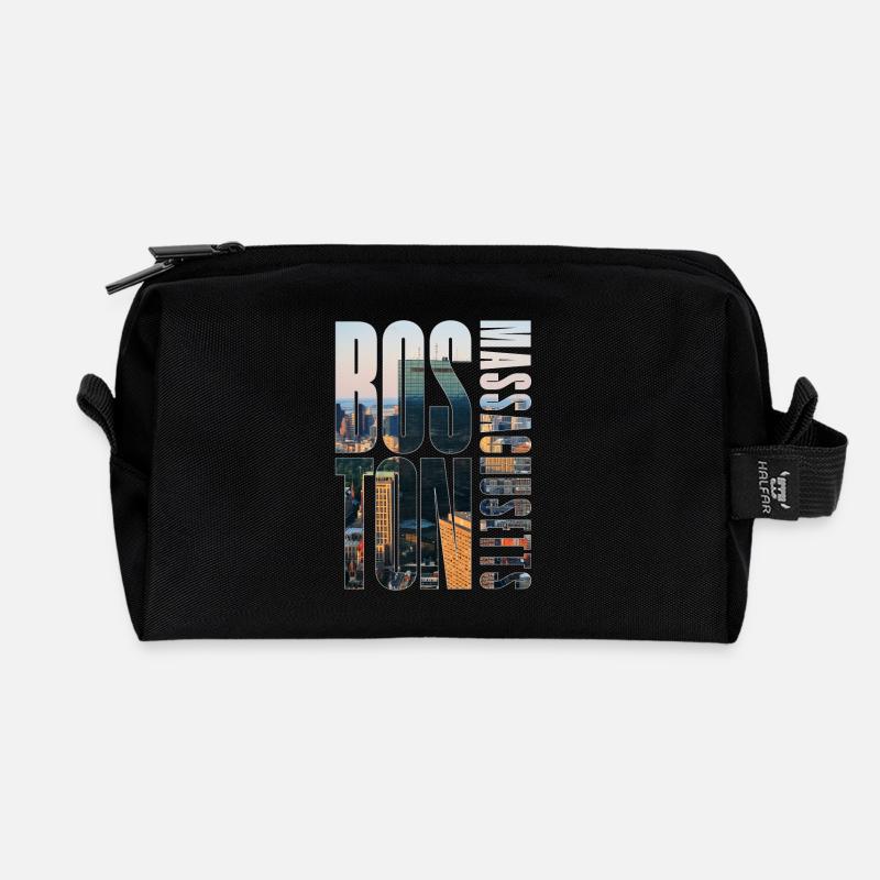 Boston Downtown Skyline Motiv - Recycelte Kulturtasche - Schwarz
