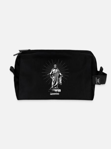 Jesus Christ / Depiction in White - Recycled Toiletry Zip Bag - black