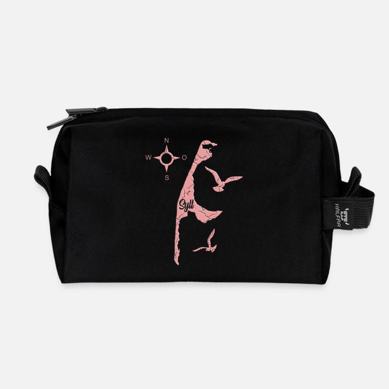 Sylt Design in Rosa - Recycelte Kulturtasche - Schwarz