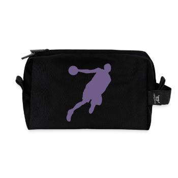 Silhouette de joueur de basketball, design sportif dynamique - Trousse de toilette en tissu recyclé - noir - Devant