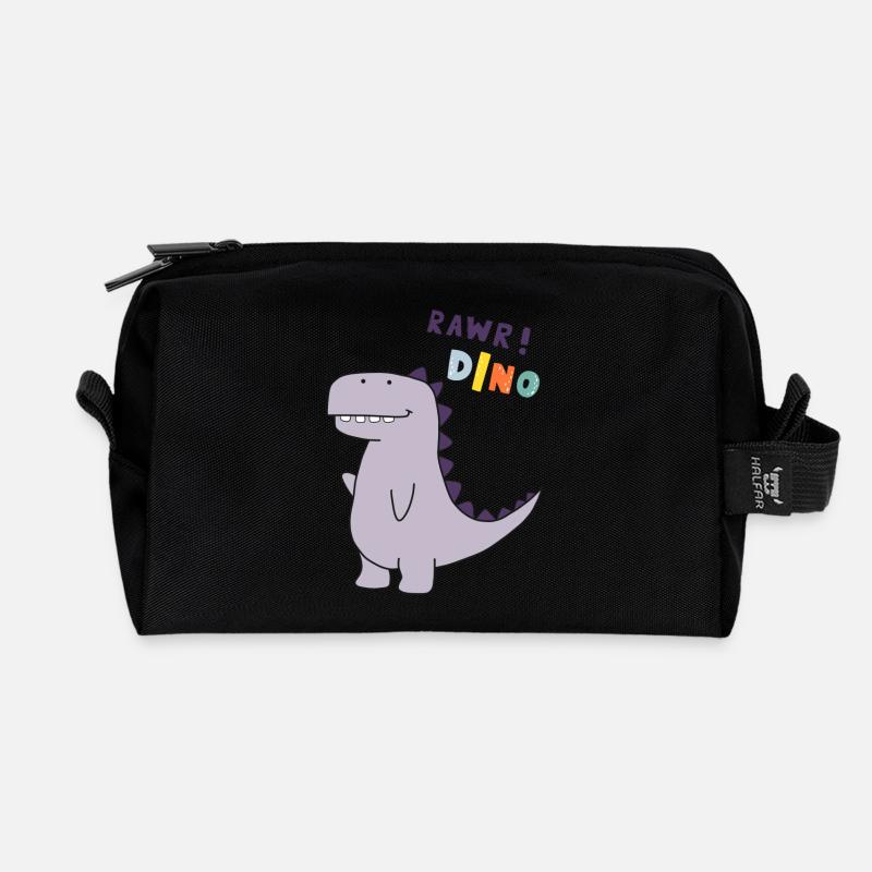 Dino Design - Recycelte Kulturtasche - Schwarz