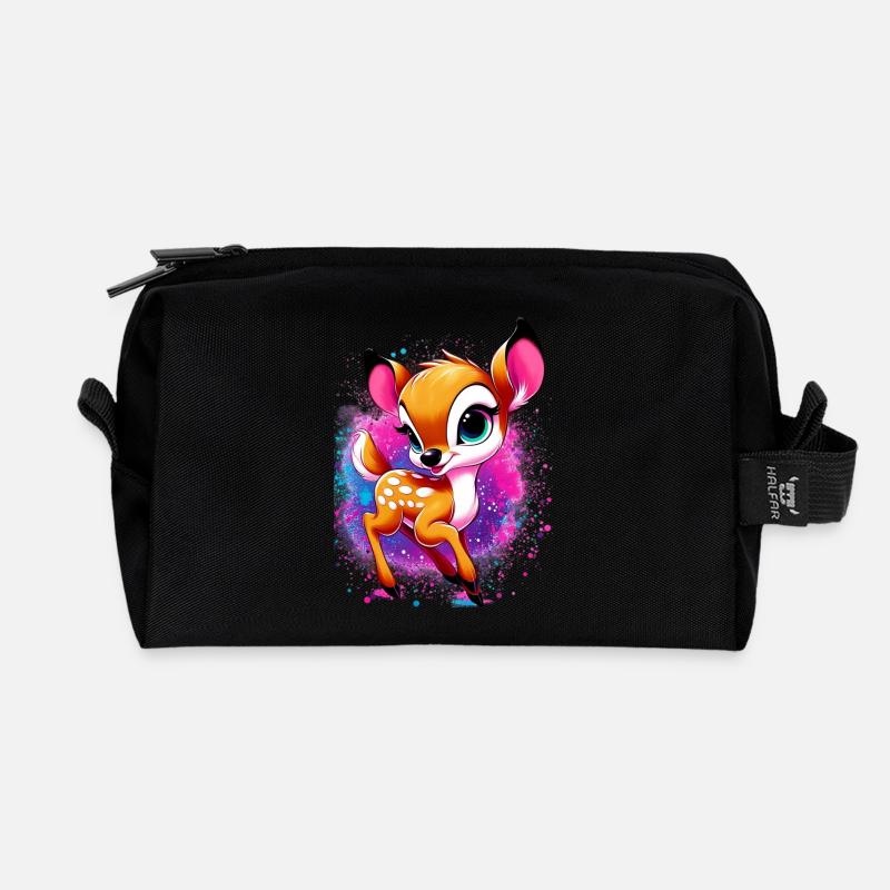 Rehbraun - Recycelte Kulturtasche - Schwarz