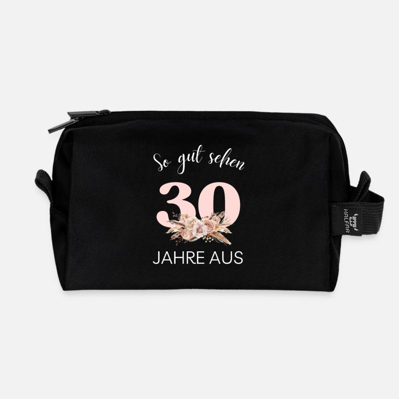 So gut sehen 30 Jahre aus! Boho, personalisierbar - Recycelte Kulturtasche - Schwarz