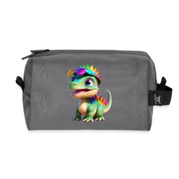 Dinosaur - Recycled Toiletry Zip Bag - anthracite - Front