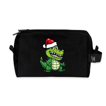krokodil weihnachten - Recycelte Kulturtasche - Schwarz - Vorne