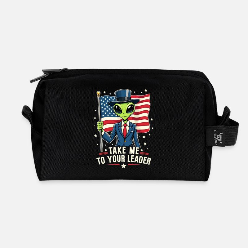 Bring mich zu Deinem Anführer USA Patriot Alien - Recycelte Kulturtasche - Schwarz