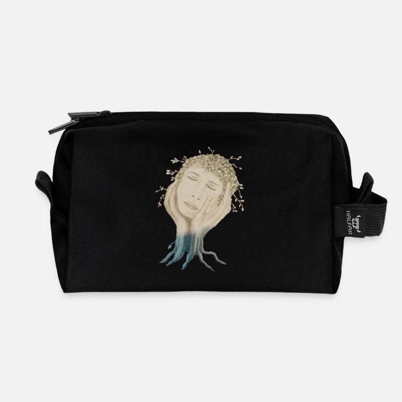 TREE FACE - Recycled Toiletry Zip Bag - black