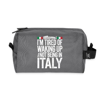 Sehnsucht nach Italien - Recycelte Kulturtasche - Anthrazit - Vorne