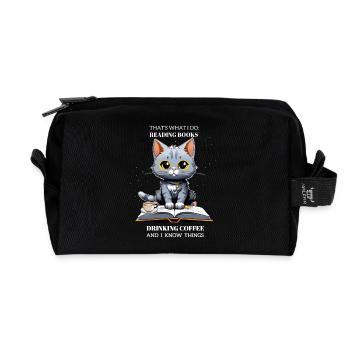 Chat Intello et Café - Recycled Toiletry Zip Bag - black - Front