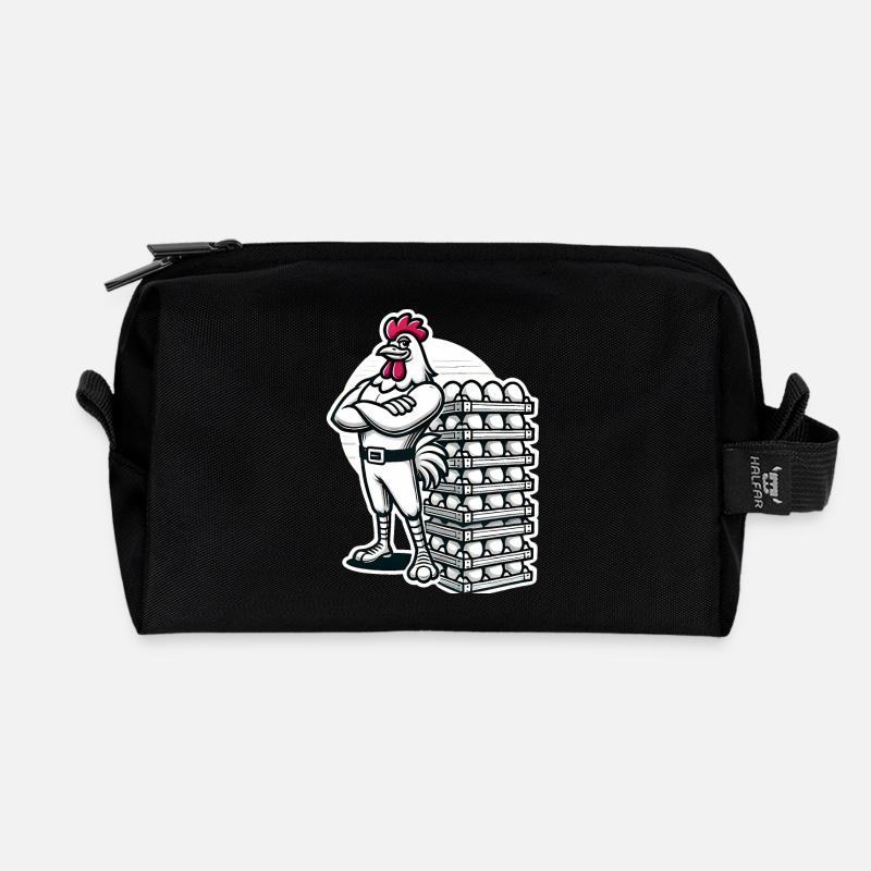 Lustiger lokaler Eierhändler Hühnerdesign - Recycelte Kulturtasche - Schwarz