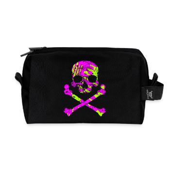 Totenkopf mit Knochen - Recycelte Kulturtasche - Schwarz - Vorne