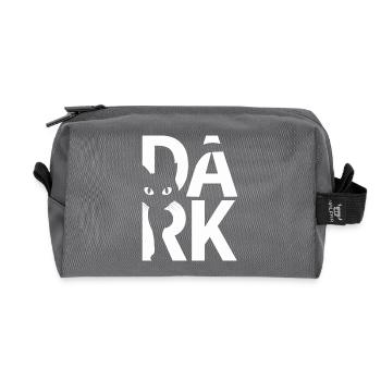 Dunkles Design mit schwarzer Katze und Typografie - Recycelte Kulturtasche - Anthrazit - Vorne