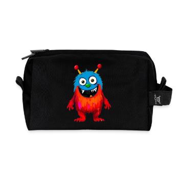 Bunte Monsterkunst - Niedlicher & verspielter Charakter - Recycelte Kulturtasche - Schwarz - Vorne