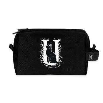 Lettre U avec chat - Trousse de toilette en tissu recyclé - noir - Devant