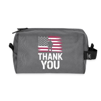 Veteran Military Soldier - Recycled Toiletry Zip Bag - anthracite - Front