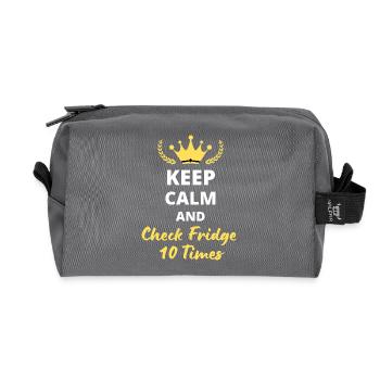 "Keep Calm and Check Fridge 10 Times" - Recycled Toiletry Zip Bag - anthracite - Front