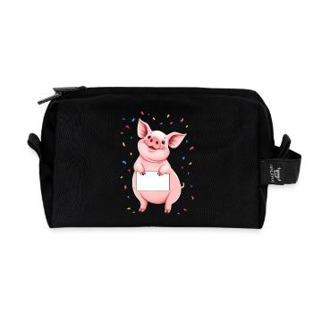 Schwein Konfetti Party Silvester Geburtstag Blatt - Recycelte Kulturtasche - Schwarz - Vorne