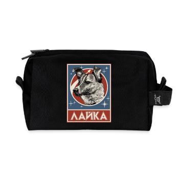 Chien de l’espace soviétique Laika - Trousse de toilette en tissu recyclé - noir - Devant