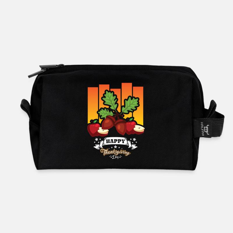 Thanksgiving 7 - Recycled Toiletry Zip Bag - black