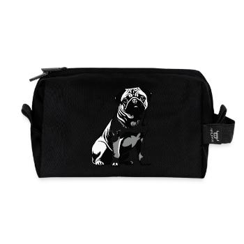 Mops Pug - Pet Dog Sticker - Recycled Toiletry Zip Bag - black - Front