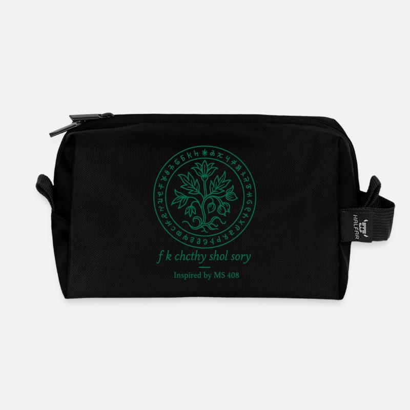 Voynich Flora - Recycelte Kulturtasche - Schwarz