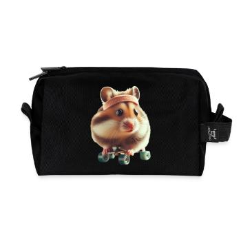Athlète Skateboard Hamster - Trousse de toilette en tissu recyclé - noir - Devant