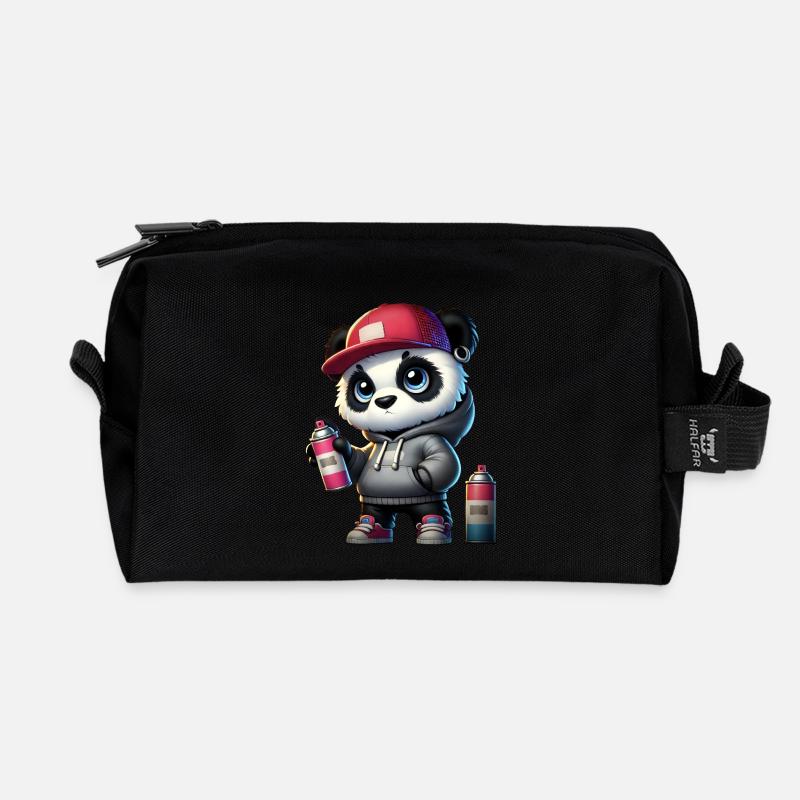 Panda Graffiti - Recycelte Kulturtasche - Schwarz