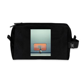 Woman Standing at Subway Wall - Recycled Toiletry Zip Bag - black - Front