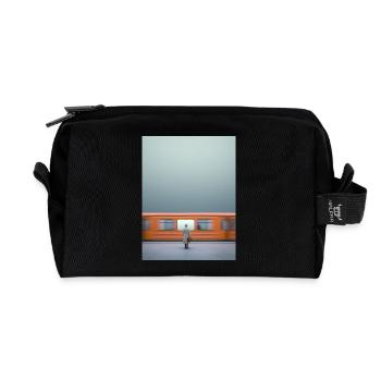 Woman in Trench Coat - Recycled Toiletry Zip Bag - black - Front