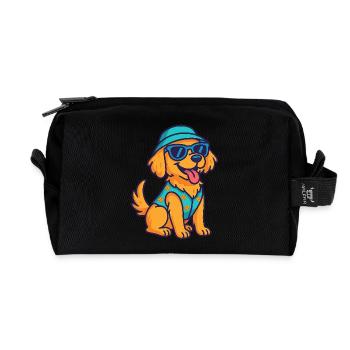 Cooler Hund – Süßer Cartoon mit Stil - Recycelte Kulturtasche - Schwarz - Vorne