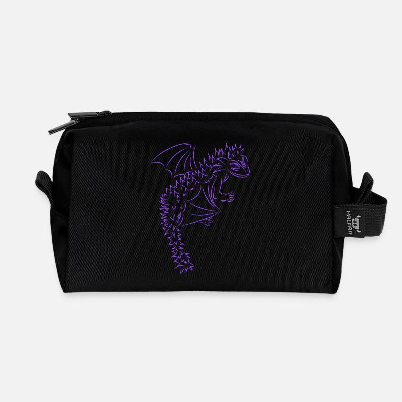 Nuri der kleine Drache, lila - Recycelte Kulturtasche - Schwarz