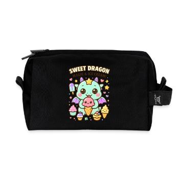 Süßer, süßer Kawaii-Drache mit cremigen Köstlichkeiten - Recycelte Kulturtasche - Schwarz - Vorne
