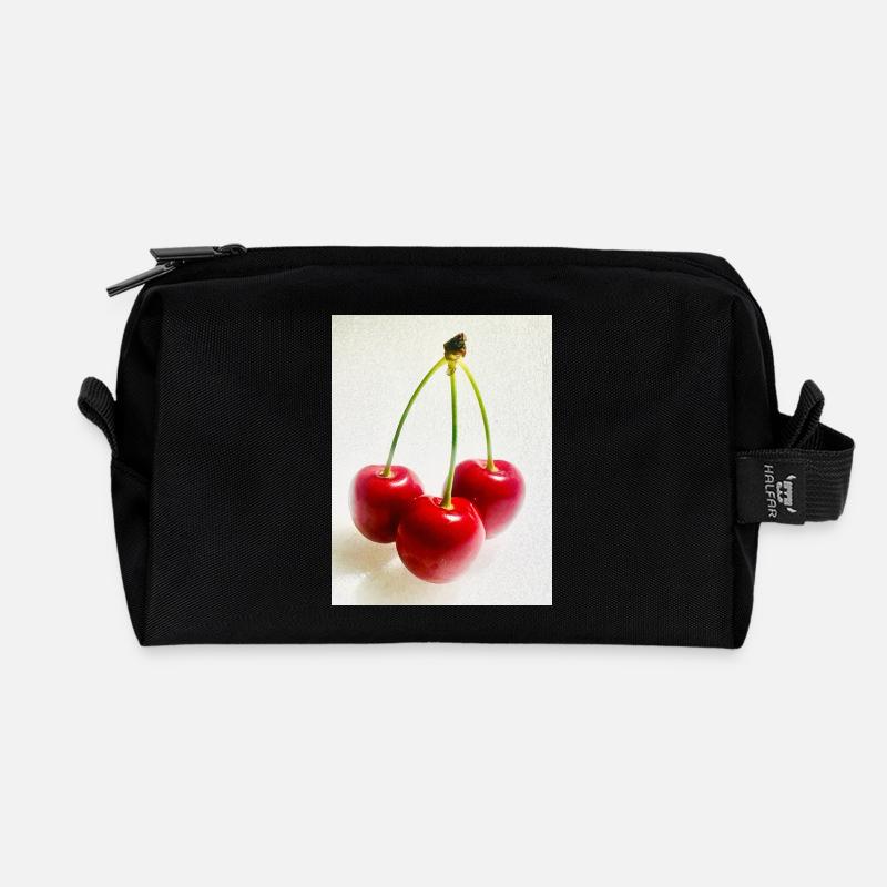Kirsche - Recycelte Kulturtasche - Schwarz