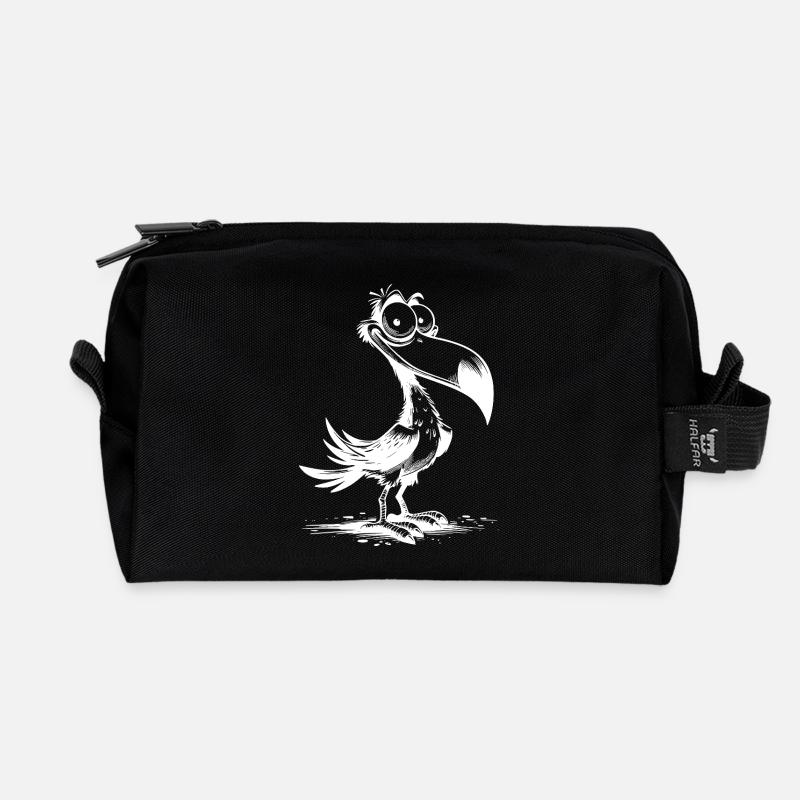 Schräger Vogel Schnabel trifft große Augen - Recycelte Kulturtasche - Schwarz